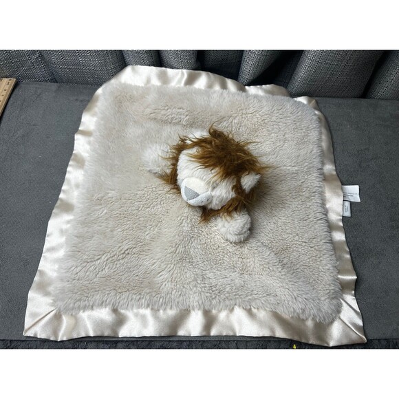 Cloud Island Lovey Security Blanket Lion Head Plush Satin Trim 14 Inch Beige - Picture 2 of 9